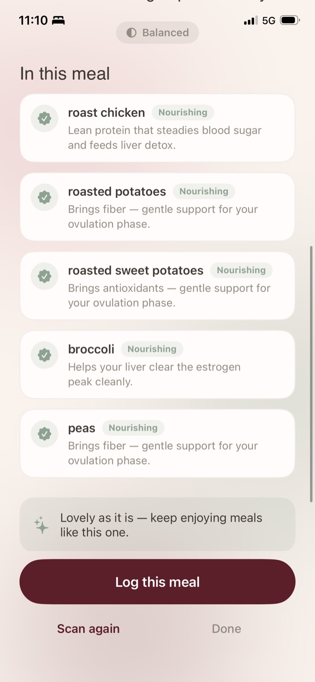 A breakdown listing each food with a short explanation of what it brings.